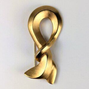 Vintage Gold-Tone Ribbon Brooch
